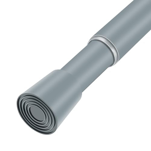 Shower Curtain Rod, No Drill Spring Tension Curtain Rods for Windows, Bathroom, Closet, Non-Slip, Anti-Rust, 0.63" Diameter - color: Silver grey, size: 28"-77" 1pcs