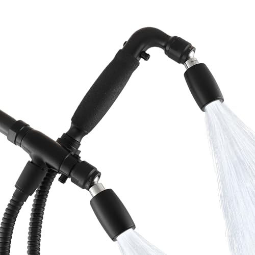 High Sierra® - Solid Lead-Free Metal 4-Way Combo CLASSIC™ Fixed and Handheld Shower Head with Hose. Run Separately or Both at Full Flow - 1.25 GPM per Shower Head - Matte Black Finish - color: Matte Black w/ Nylon Insert, size: 1.25 GPM