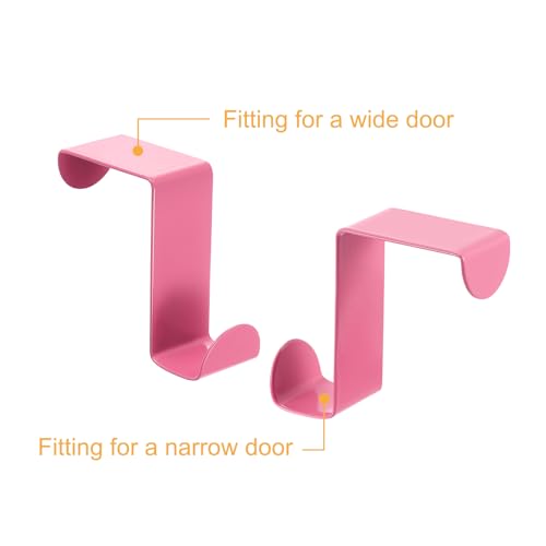 uxcell Over The Door Hooks,2pcs - Stainless Steel Door Hangers Hooks, S-Shaped Double Hooks for Hanging Clothes, Hats, Towels (Pink) - color: Pink