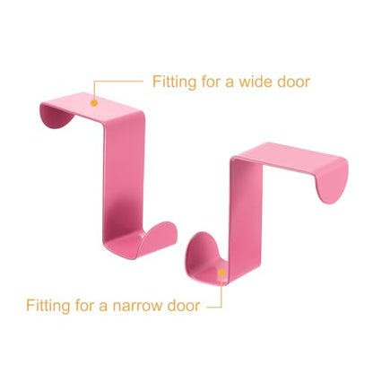 uxcell Over The Door Hooks,2pcs - Stainless Steel Door Hangers Hooks, S-Shaped Double Hooks for Hanging Clothes, Hats, Towels (Pink) - color: Pink