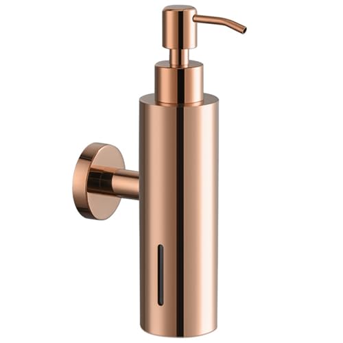 Wall Mounted Soap Dispenser, 280ML Refillable Stainless Steel Hand Soap Pump for Bathroom & Kitchen, Durable Brushed Finish Shower Soap Holder (Rose Gold) - color: Rose Gold
