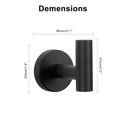 NearMoon Bath Towel Hooks- SUS 304 Stainless Steel Robe Hook Holder, Heavy Duty Coat Hook for Bathroom Livingroom Hotel Kitchen Garage, Wall Mounted (Matte Black, 3 Pack) - color: Matte Black, size: 3 Pack