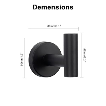 NearMoon Bath Towel Hooks- SUS 304 Stainless Steel Robe Hook Holder, Heavy Duty Coat Hook for Bathroom Livingroom Hotel Kitchen Garage, Wall Mounted (Matte Black, 3 Pack) - color: Matte Black, size: 3 Pack