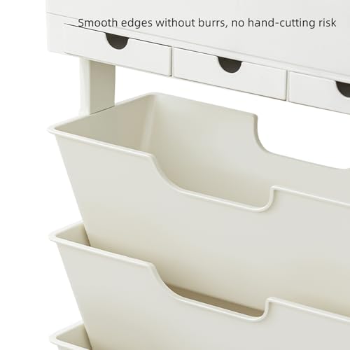 5 Tier Rolling Book Cart Multi-Functional Movable Storage Bookshelves | rolling bookshelf,Movable Storage Bookshelves with Lockable Wheels for Study Office Library Classroom, - color: Whtie