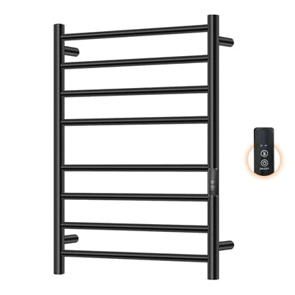 Towel Warmers for Bathroom, Electric Heated Towel Rack Wall Mounted, Black | 8 Bar, Built-in 2H/4H Timer, IPX4 Waterproof Stainless Steel, Plug-in, Fast Heating Large Capacity for Bathroom Spa Gym - size: 8 Bars