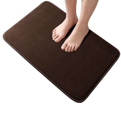 Memory Foam Bathroom Rug & Bath Mat,Dark Brown 24"x16" | Super Absorbent Thick Soft Bath Rug, Quick Drying Non-Slip Backing, Machine Washable, for Tub Floor Entryway - color: Brown, size: 1'4" x 2' (Rectangular)