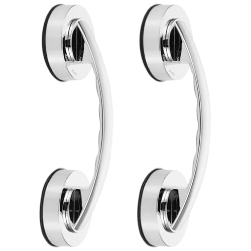 Abaodam 2pcs Bathroom Safety Grab Bars with Thickened Suction Cups, Heavy Duty Plastic Suction Handles for Elderly, Removable Assist Handles for Slippery Areas and Kitchen Use