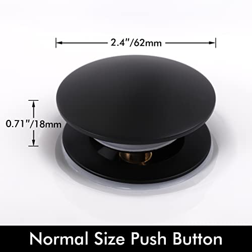 KES Bathroom Sink Drain with Overflow, Pop Up Drain Sink Stopper Matte Black, All Metal Brass and SUS304 Stainless Steel, S2008S62A-BK - color: Matte Black, style: With Overflow (Normal Cap)