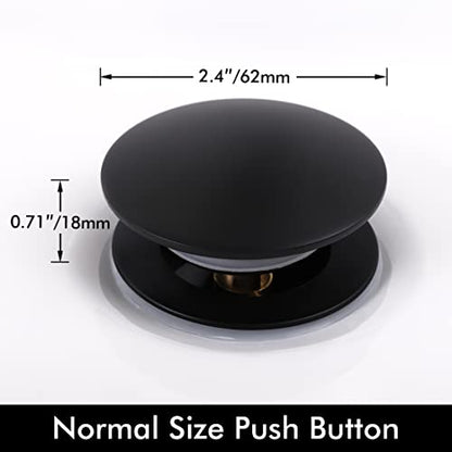 KES Bathroom Sink Drain with Overflow, Pop Up Drain Sink Stopper Matte Black, All Metal Brass and SUS304 Stainless Steel, S2008S62A-BK - color: Matte Black, style: With Overflow (Normal Cap)