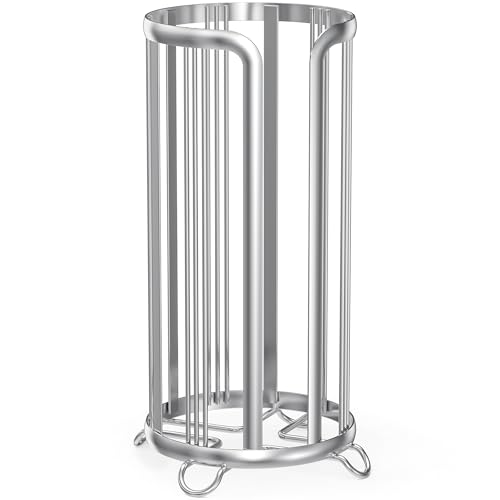Epicano Toilet Paper Holder Stand Frees Standing,Silver | Minimalist Design, Raised Feet,Rustproof,Fit 3 Mega Rolls,No Drilling No Assemble,Space-saving Renter Friendly - color: Silver
