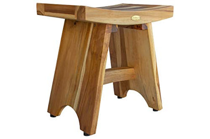 EcoDecors Teak Shower Bench 18", 300 lb Capacity – Waterproof Teak Bath Seat for Adults - Compact Spa Stool for Small Bathrooms & Walk-in Showers with Slip-Resistant Feet - size: 18" bar