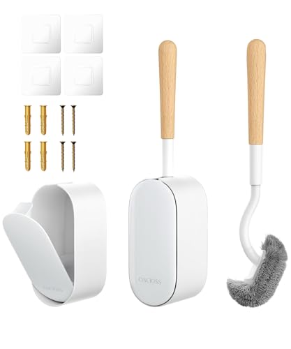 OSCIOSS Bamboo Toilet Brush Set, 2 Pack with Ergonomic Design, Compact Size, Durable Bristles, Wooden Holder for Bathroom Cleaning - color: Natural, size: 2 Pack