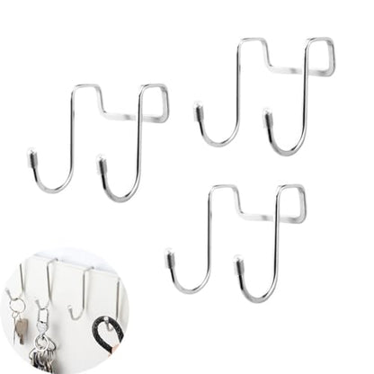 4 Pack Shower Door Hooks Stainless Steel Double Hooks Towel Hook Bathroom Squeegee Holder Over Glass Door Hook for Bathroom Semi-Frameless Sliding Shower Door Soap Saver Bag Pouch