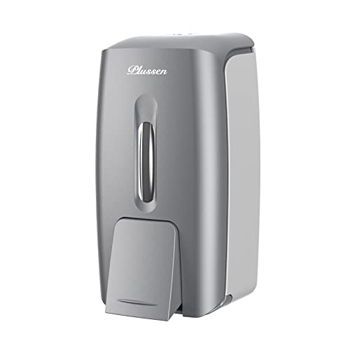 Commercial Wall Mount Soap Dispenser, Refillable ABS Plastic Manual Liquid Hand Soap Sanitizer Dispenser, 27oz (800ml) Large Capacity for Restaurant Office Public Restroom - color: Silver, size: PN9088-Silver