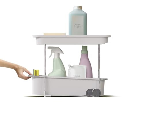 Joseph Joseph CupboardStore 2-Tier Easy-Access Wheeled Storage Caddy – Under-Sink Kitchen Organizer, Made from Recycled Plastic - size: 2-Tier