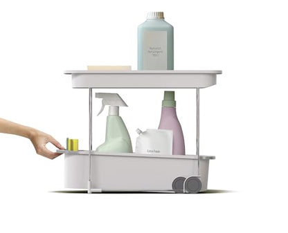 Joseph Joseph CupboardStore 2-Tier Easy-Access Wheeled Storage Caddy – Under-Sink Kitchen Organizer, Made from Recycled Plastic - size: 2-Tier