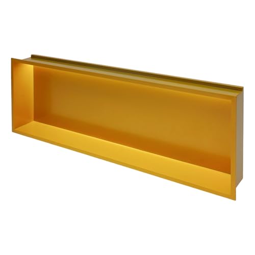 Led Shower Niche, 36" x 12" 304 Stainless Steel Bathroom Wall Niche No Tile Needed, Insert Recessed Shower Shelf for Storage, 44lbs Capacity, Warm Color Light (Gold)