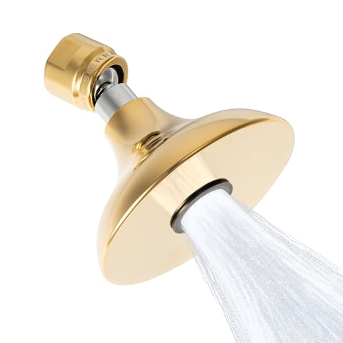 High Sierra® HALF DOME® Solid Lead-Free Metal 1.5 GPM Award Winning. Ultra Low Flow Shower Head. Patented Nozzle Never Clogs - Polished Brass Finish - color: Polished Brass, size: 1.5 GPM