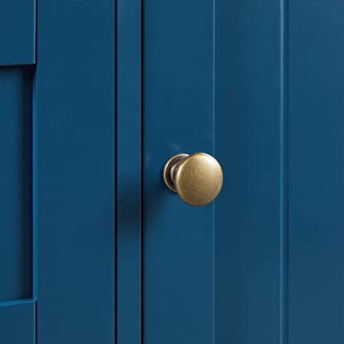 Topeakmart Free Standing Wood Bathroom Floor Cabinet, Navy Blue | Storage Cabinet with 3 Drawers and Cupboard, for Hallway/Entryway/Living Room Accent Furniture - color: Navy Blue