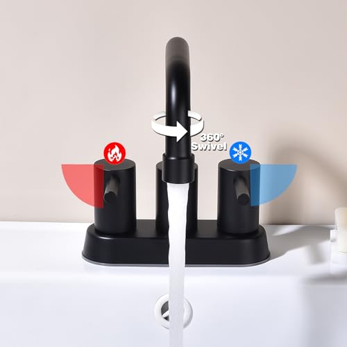 4 Inch Centerset Matte Black Bathroom Faucet 2 or 3 Hole | Stainless Steel Black Sink Faucet with Pop up Drain, 2 Handle Vanity Faucet for Bathroom, Restroom, Rv - color: Matte Black