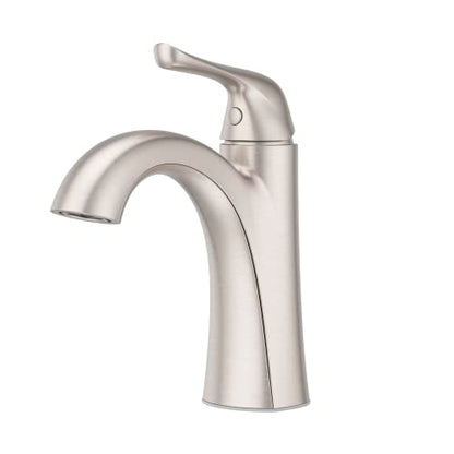 Pfister Willa Single Handle Bathroom Sink Faucet 1 Hole NSF Certified Spot Defense Brushed Nickel Finish with Push & Seal Drain WaterSense Compliant Vanity Faucet LF042MALGS - color: Spot Defense Brushed Nickel, size: 1 Pack