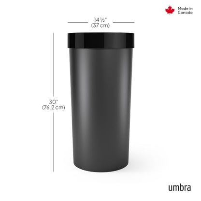 Umbra Vento Kitchen Trash Can – Large 16 Gal (62 L) Open Top Garbage Can for Home & Office – Modern Clean Design, Black - color: Black