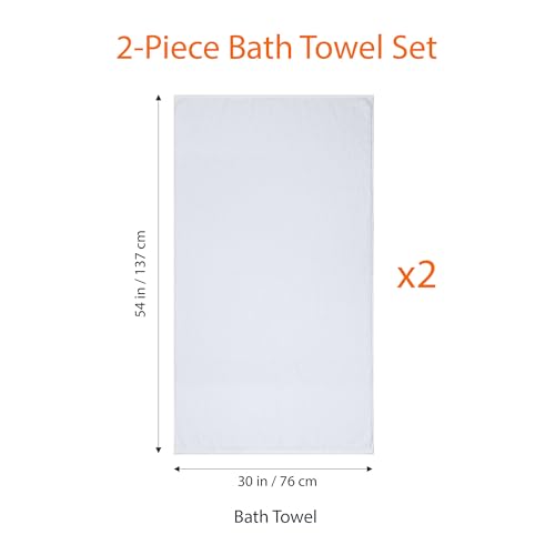 Amazon Basics 2-Piece Quick-Dry Oversize Bath Towel, 100% Cotton, 54" x 30", White - color: White, size: 2 Piece, style: Bath Towel (Pack of 2)