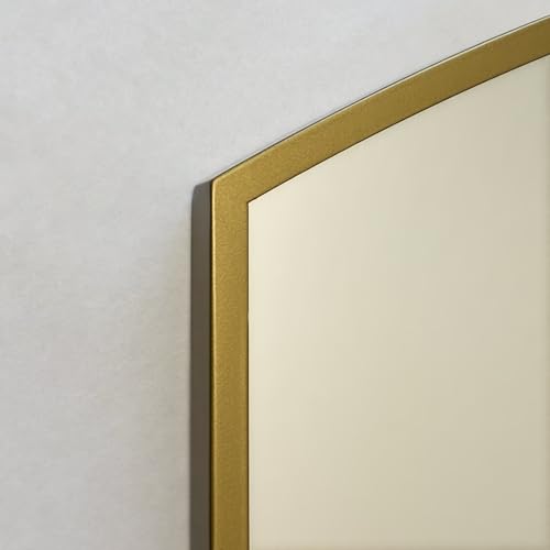 16x26 Harper Crescent Metal Framed Rectangle Recessed Bathroom Medicine Cabinet, Arced Mirror, 14x24 in-Wall Opening, Adjustable Glass Shelves, Magnet Close, Gold - color: Gold, size: 16x26