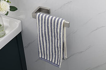 TocTen Hand Towel Holder/Towel Ring - Thicken SUS304 Stainless Steel Bathroom Hand Towel Hanger, 9 Inch Heavy Duty Wall Mounted Towel Rack, Square Hand Towel Bar for Bathroom Hardware (Brush, 9 in) - color: Brushed, size: 9 In-Rectangular