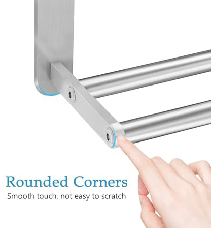 VOTZAAQ 32 in Towel Racks for Bathroom, Bath Towel Shelf with Double Towel Bar, Stainless Steel Towel Storage for Lavatory Wall Mounted, 2-Tier Towel Hanger Towel Holder, Brushed Nickel - size: 32in