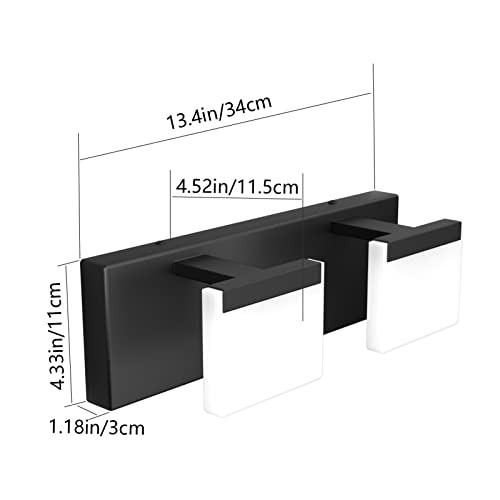 Ralbay Matte Black Vanity Light 2 Lights Bathroom Vanity Lights Acrylic LED Modern Black Bathroom Light Fixtures - color: Black, size: 2-Light