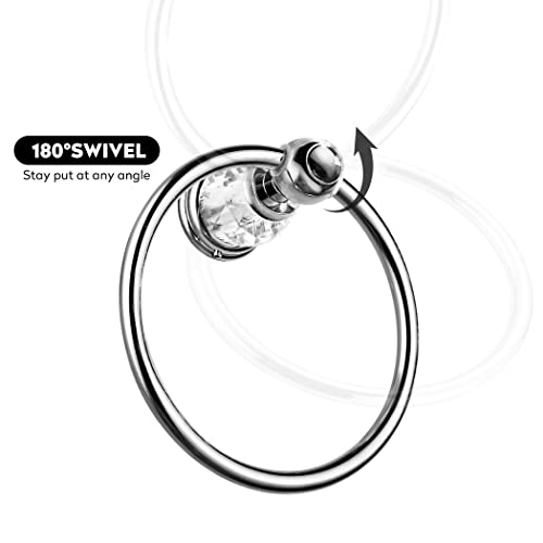 WINCASE Chrome Towel Ring, Bath Hand Towel Holder Crystal, Silver Towel Rack Wall Mounted - color: Silver