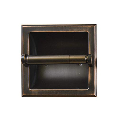 SENTO Recessed Oil Rubbed Bronze Toilet Paper Holder, Wall Mounted Heavy Duty Metal Toilet Paper Roll Holder with Rear Mounting Bracket, in Wall, Easy Installation, Oil-Rubbed Bronze - color: Oil-rubbed Bronze
