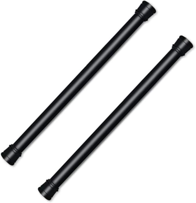 Bettli Spring Loaded Curtain Tension Rod Bit Holder Extensions 12-20 inches (Black 2) - color: Black 2