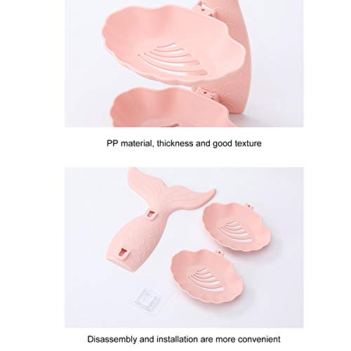 BORDSTRACT Self Draining Soap Dish Holder, Double Layer Wall Mounted Sponge Rack for Bathroom Kitchen Sink Organization with Adhesive Installation