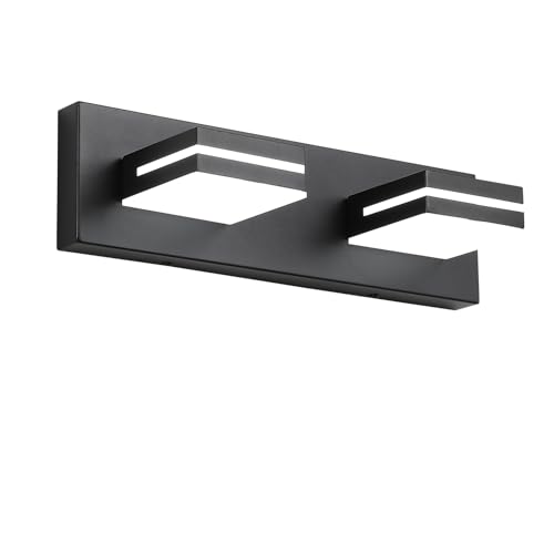 SineRise LED Modern Bathroom Vanity Light Fixtures, Modern Acrylic Bathroom Wall Lighting Fixtures Over Mirror, 2-Light, 15.5-Inch, Black, 100%-0% White - color: Black, 100%-0% White, size: 2-Light, 15.5-Inch