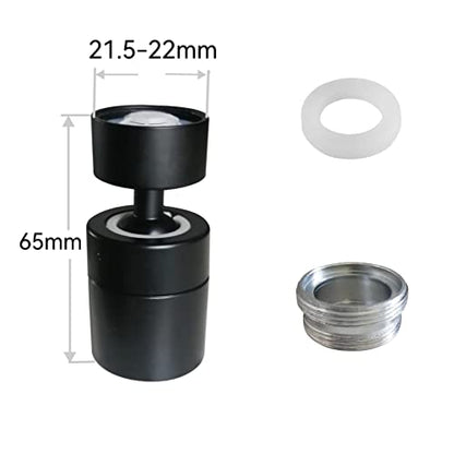 Big Angle Rotate Kitchen Sink Faucet Attachment, faucet nozzle aerator,faucet extender, swivel dual flow sprayer - color: black80°+1 adapter
