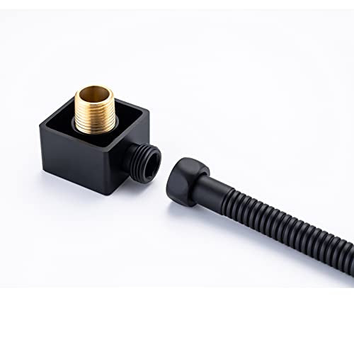 Brass Shower Slide Bar Matte Black Hand Shower Head with Slide Bar and Hose, Wall Mount Handheld Shower Wand Holder, Height Adjustable Sliding Bar, Pt003