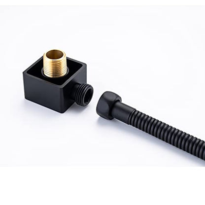 Brass Shower Slide Bar Matte Black Hand Shower Head with Slide Bar and Hose, Wall Mount Handheld Shower Wand Holder, Height Adjustable Sliding Bar, Pt003