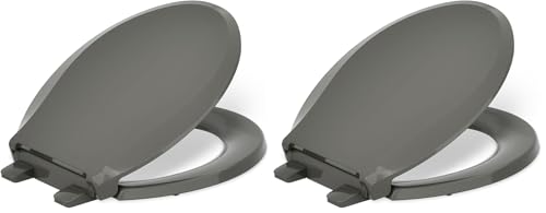 KOHLER 4639-RL-NY Cachet ReadyLatch Round Toilet Seat Soft Close, Thunder Grey (Pack of 2) - color: Thunder Gray, size: Round (Pack of 2)