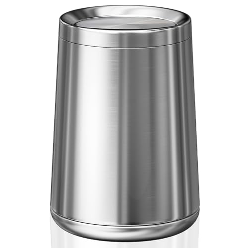 2.1 Gallon Bathroom Trash Can with Lid, Chrome Small Trash with lid - color: 32A silver-8L