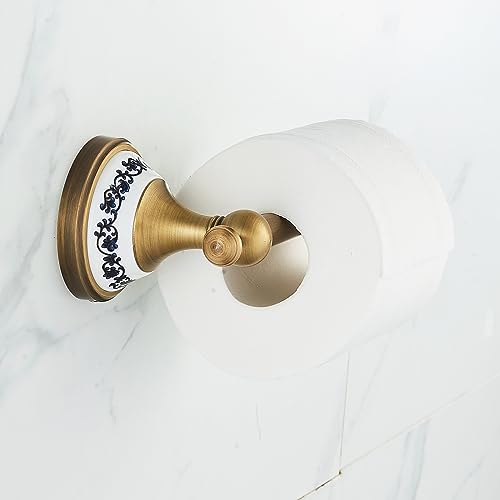 Toilet Paper Holder, Bathroom Toilet Paper Roll Holder Antique Bronze Brass Wall Mounted Bathroom Hardware Accessories,Porcelain Design - color: Toilet Paper Holder