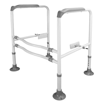 Toilet Safety Rails for Elderly 5 Adjustable Heights Width Stand Alone Toilet Safety Rails Frame Safe Stable Non-Slip Handles Hold Up to 441LBS Carbon Bathroom Steel Grey