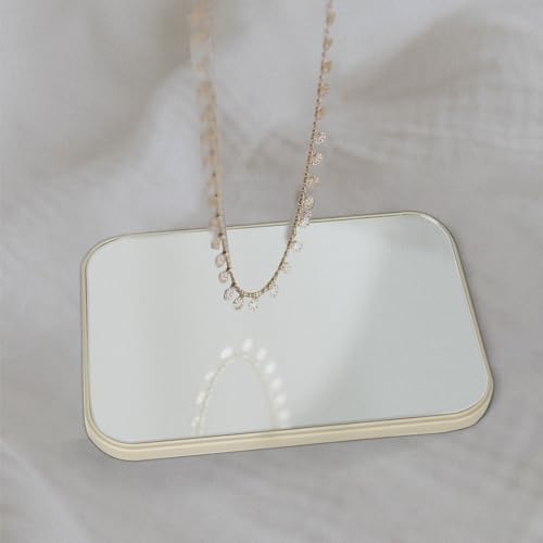 2Pcs Table Desk Vanity 8-Inch Makeup Mirror, Simple Portable Travel Mirror with Stand, Standing and Wall Hanging Dual-use Beige - color: 2pcs-beige