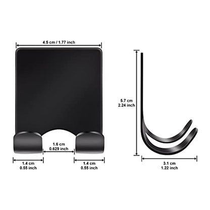 Razor Holder 304 Stainless Steel for Shower + Adhesive Sticky Heavy Duty Waterproof Wall Hooks, Premium for Hanging Towels, Coat, hat (6+6 Pack) - Black - color: Black-12pcs