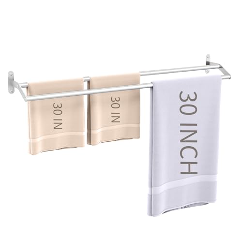 JUYSON Double Towel Bar for Bathroom, 30 Inch Towel Rack, Brushed Nickel | Wall Mounted, Stainless Steel, Rust Resistant, Space-Saving Design, Easy Installation - color: Brushed Nickel-1, size: 30IN (2 Bar)