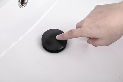 AVSIILE Matte Black Bathroom Sink Drain Without Overflow Vessel Sink Lavatory Vanity Pop Up Drain Stopper, All Metal Rustproof Brass and 304 Stainless Steel - color: Matte Black, style: Non-overflow