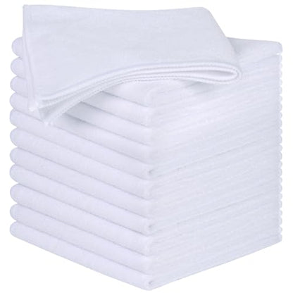 Microfiber Cleaning Cloth Kitchen Dish Cloths 12x12In 12 Pack White | Super Absorbent, No Streak, Dish Rags, Lens, Cloths - color: White