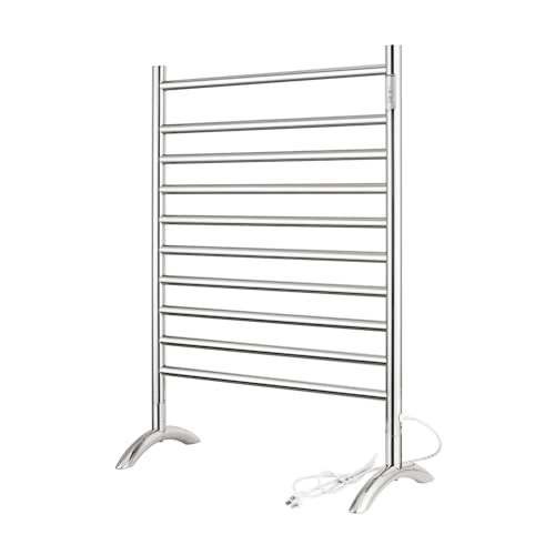 Freestanding Towel Warmer 10 Bars Plug-in Option 3 Working Modes Mirror Polished Stainless Steel 24" W 34" H - color: Mirror Polish