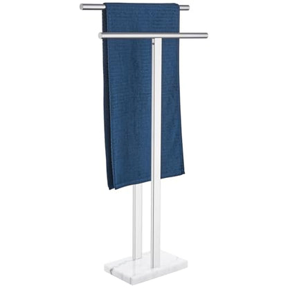 KOKOSIRI Floor Stand Towel Rack for Bathroom 2-Tier Free Standing Towel Holder with Heavy Marble Base Thicken Steady Design Polished Chrome Stainless Steel THS0005-CH - color: Polished Chrome